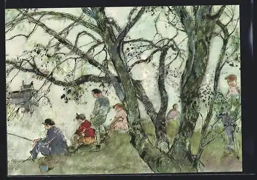 AK Das Ruhrgebiet von Aral, Idyll am Ufer der Ruhr