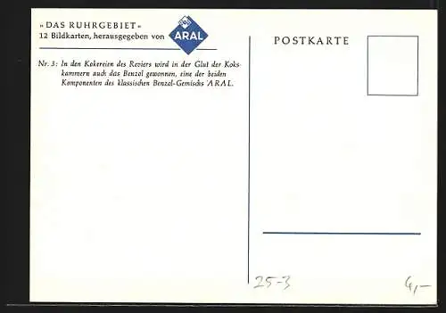 Künstler-AK Das Ruhrgebiet von ARAL, Blick in die Kokereien des Reviers