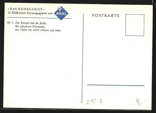 Künstler-AK Aral, Das Ruhrgebiet, Der Kumpel holt die Kohle...