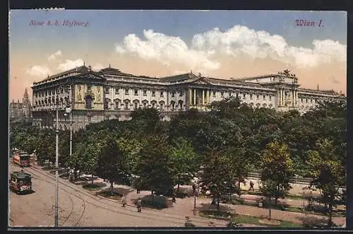 AK Wien, Strassenbahn an der neuen Hofburg