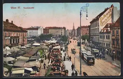 AK Wien, Strassenbahn am Naschmarkt