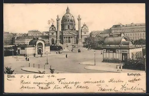 AK Wien, Karlsplatz mit Karlskirche