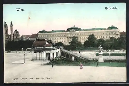 AK Wien, Karlsplatz mit Denkmal