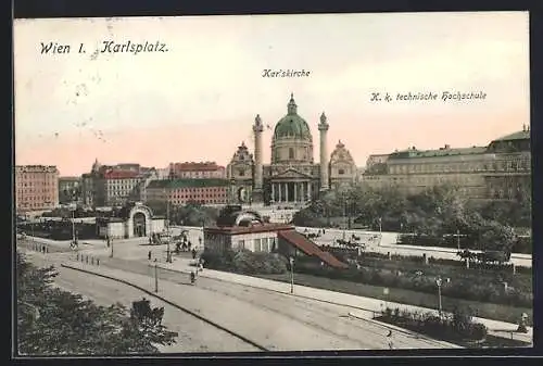 AK Wien IV, Karlskirche, K. K. techn. Hochschule