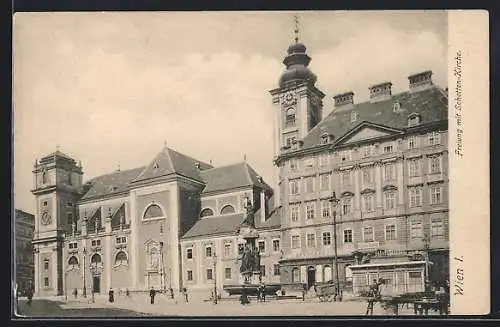 AK Wien, Freiung mit Schotten-Kirche und Brunnen