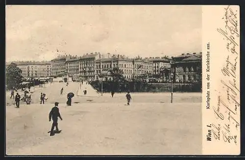 AK Wien, Karlsplatz von der Karlskirche aus