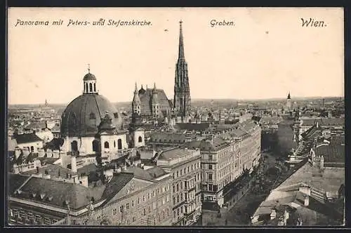 AK Wien, Graben mit Peters- und Stefanskirche