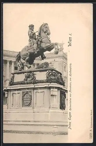 AK Wien, Prinz Eugen Reiterstatue von Fernkorn am Heldenplatz