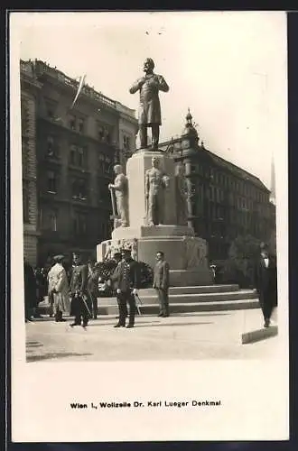 AK Wien, Wollzeile mit Dr. Karl Lueger-Denkmal