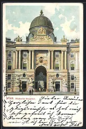 AK Wien, Hofburg, Blick auf das Michaeler Burgtor