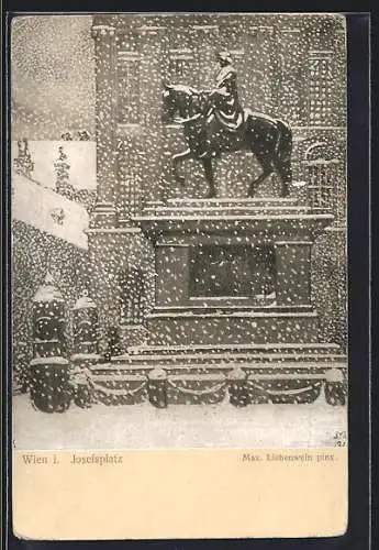 AK Wien, Denkmal am Josefsplatz im Winter