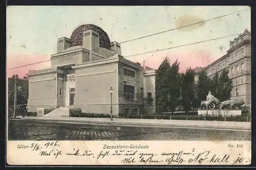 AK Wien, Secessions-Gebäude mit Denkmal