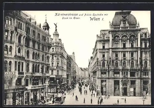 AK Wien, Kärntnerstrasse, Palais Equitable mit Stock im Eisen