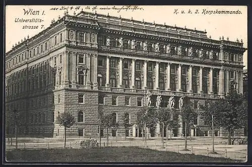 AK Wien, K. u. k. 2. Korpskommando, Universitätsstrasse 7