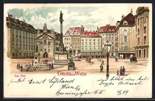 Lithographie Wien, Am Hof, Strassenpartie