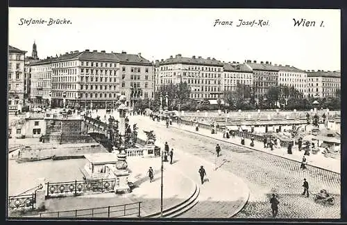 AK Wien, Franz Josef-Kai mit Stefanie-Brücke