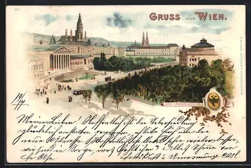 Künstler-AK Wien I, Blick auf den Franzensring