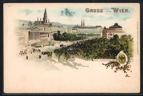 Künstler-AK Wien I, Blick auf den Franzensring