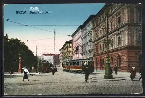 AK Wien, Strassenbahn in der Bellariastrasse