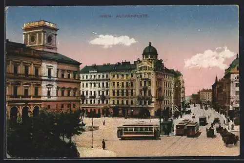 AK Wien, Strassenbahnen auf dem Althanplatz