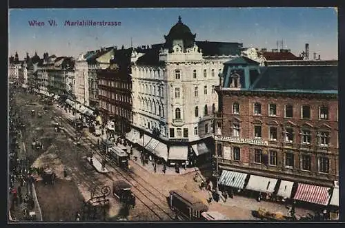 AK Wien, Mariahilferstrasse aus der Vogelschau