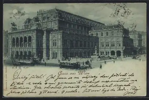 Mondschein-AK Wien, Hofoper mit Strasse