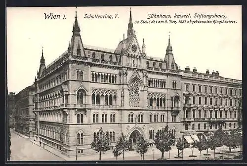 AK Wien, Sühnhaus, Schottenring 7, Ansicht aus der Vogelschau