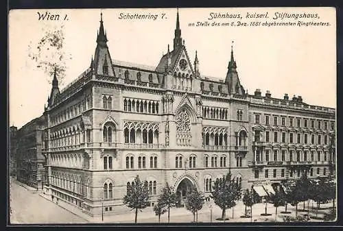 AK Wien, Sühnhaus, Schottenring 7, Ansicht aus der Vogelschau