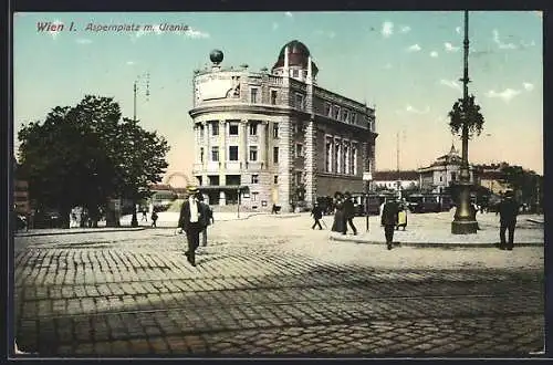 AK Wien, Aspernplatz mit Urania u. Strassenbahnen