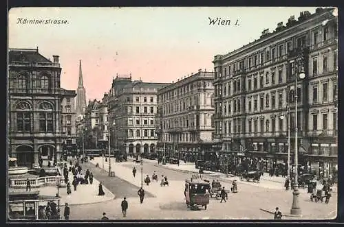 AK Wien I, Fussgänger auf der Kärntnerstrasse, Geschäfte