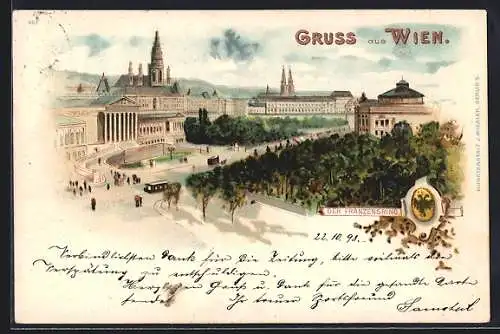 Künstler-AK Wien I, Blick auf den Franzensring