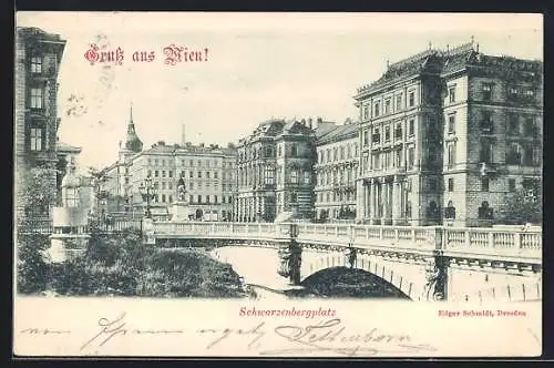 AK Wien, Schwarzenbergplatz mit Brücke