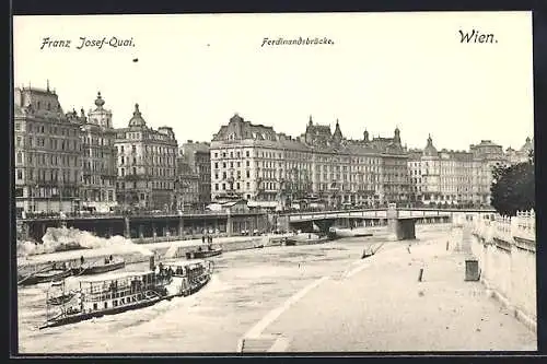 AK Wien, Franz Josef-Quai mit Ferdinandsbrücke