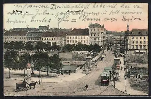 AK Wien, Aspernbrücke mit Strassenbahn