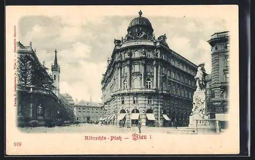 AK Wien, Albrechts-Platz mit Denkmal