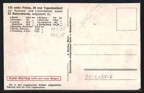 AK Motorrad mit Fahrer Bertram jagt mit 120 Km /h durch die Kurve, Startnummer 43