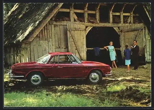 AK VW Auto Kharmann Ghia vor einer Scheune