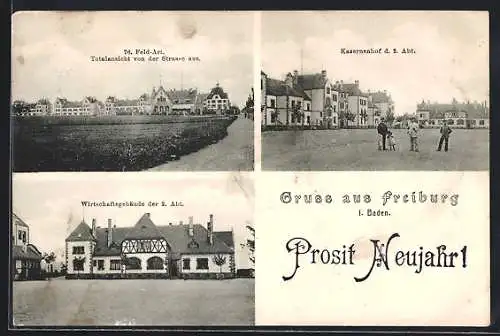 AK Freiburg i. Br., 76. Feld-Art., Wirtschaftsgebäude der 2. Abt., Kasernenhof der 2. Abt.