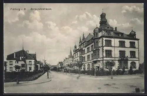 AK Freiburg i. Br., Partie in der Burgunderstrasse