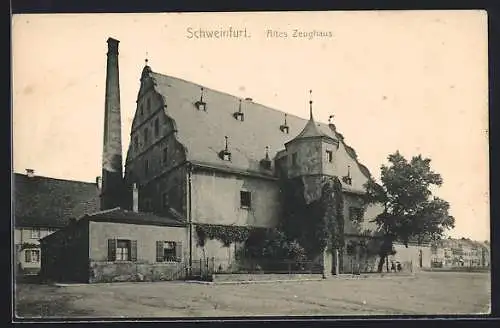 AK Schweinfurt, Altes Zeughaus mit Strassenpartie