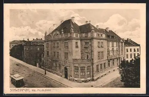 AK Schweinfurt, Kgl. Filialbank aus der Vogelschau