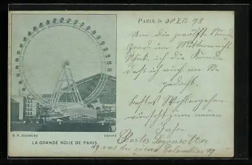 Mondschein-AK Paris, La Grande Roue de Paris
