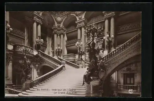 AK Paris, Interieur de l`Opéra, Le Grand Escalier