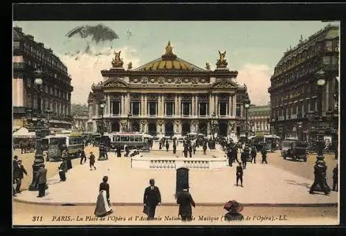 AK Paris, La Place de l`Opéra et l`Academie Nationale de Musique