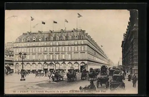 AK Paris, les grands Magasins du Louvre et la Rue de Rivoli