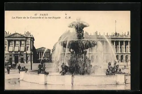 AK Paris, La Place de la Concorde et la rue Royale