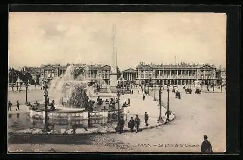 AK Paris, La Place de la Concorde, Fontaine