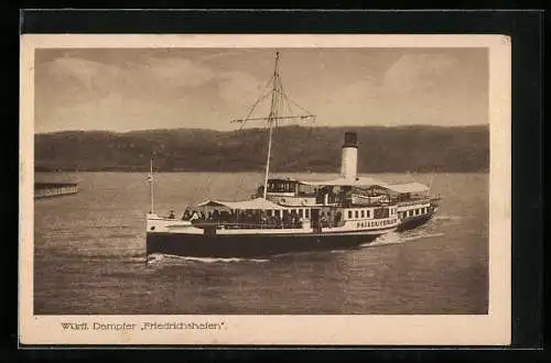 AK Württ. Dampfer Friedrichshafen auf dem Bodensee