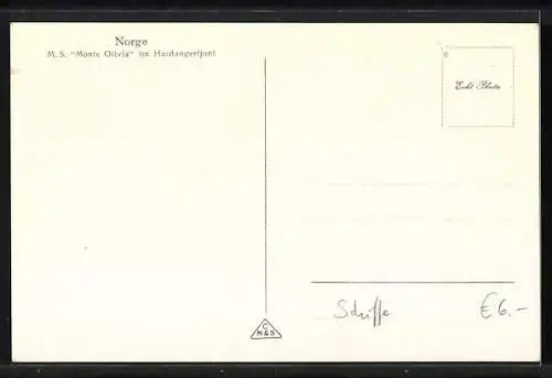 AK Passagierschiff M. S. Monte Olivia im Hardangerfjord, Norge