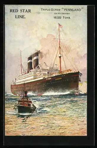 AK Passagierschiff Pennland in voller Fahrt, Triple-Screw, Red Star Line